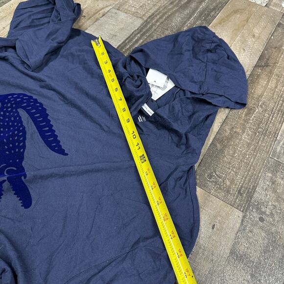 Lacoste Hoodie Mens 2XL Sleepwear Embossed Croc Logo Navy Blue Pullover Lounge - Picture 4 of 14